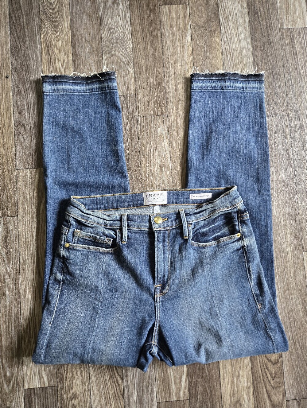 Frame Denim Le Nouveau Straight Split Front Sheffield Raw Hem Jeans Size 29 - Picture 5 of 11